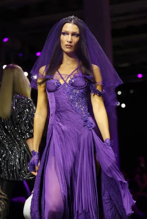 versace purple dress bella hadid|bella hadid versace 2022.